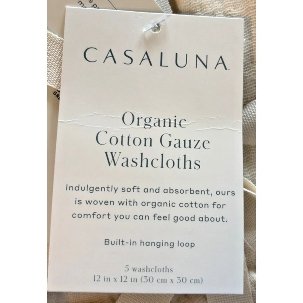 Casaluna™ 5pk Organic Gauze Washcloth Set in Warm Colors - Loop to Hang